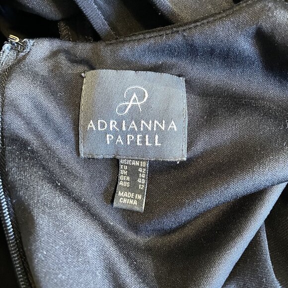 Adrianna Papell Black Cap Sleeve Bandage Bodycon Square Neckline Dress Size 10 - Picture 4 of 4